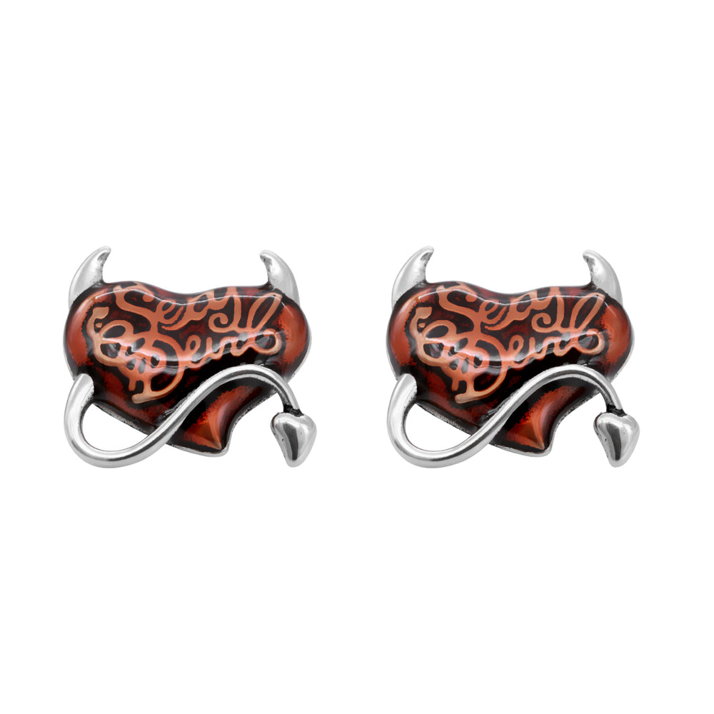 SEXY DEVIL RED HEART EARRINGS