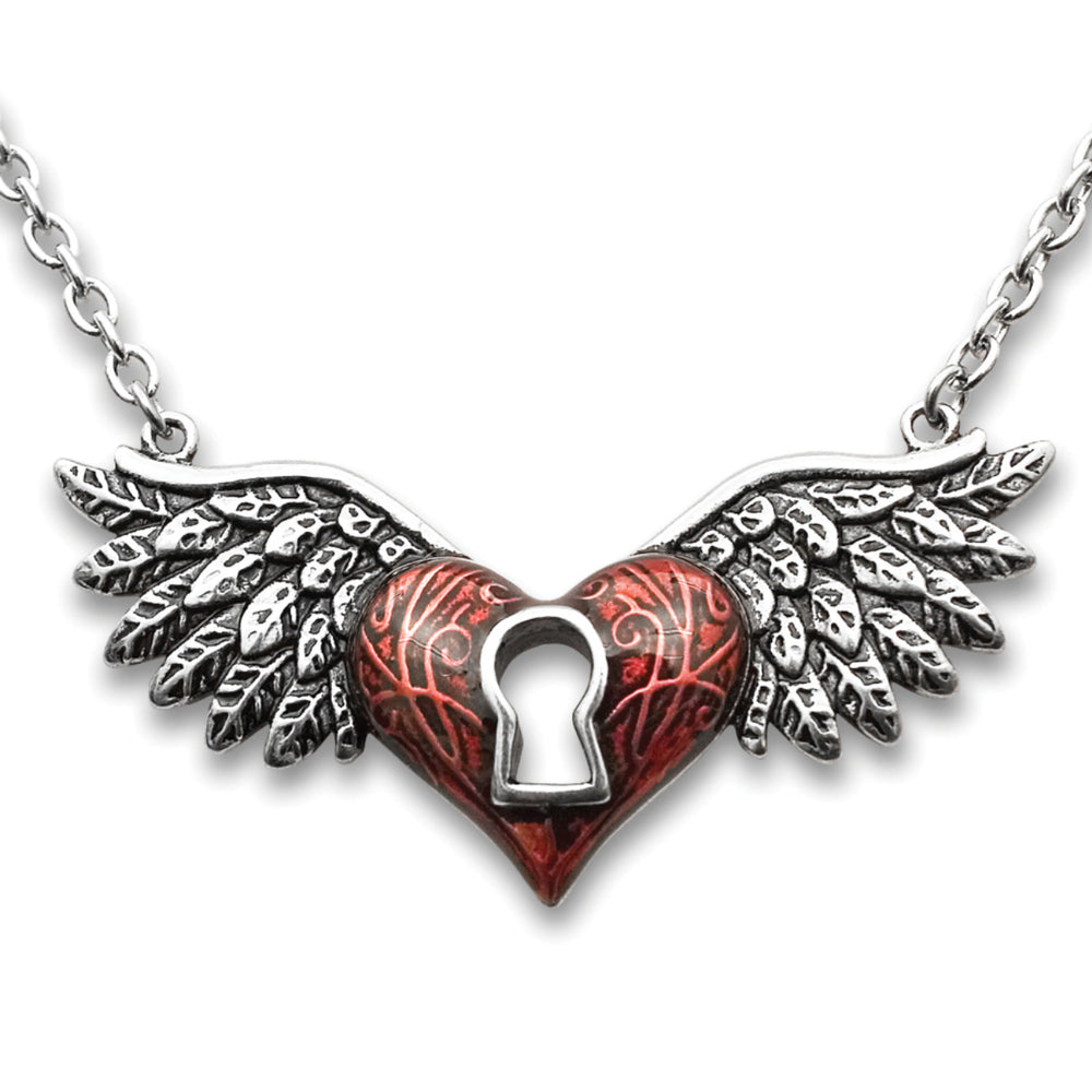 Red Winged Heart Necklace