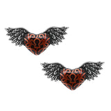 RED WINGED HEART WITH KEYHOLE EARRINGS