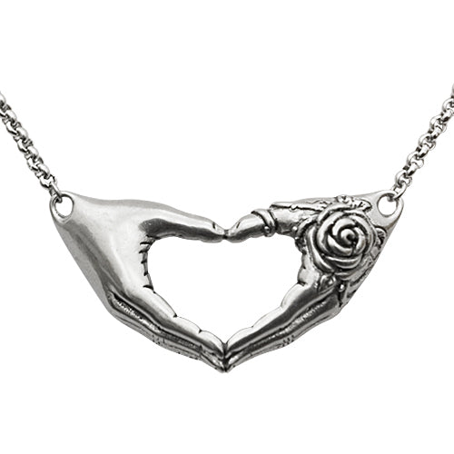 Friendship Heart With Rose Necklace