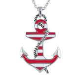 Red Striped Anchor Necklace