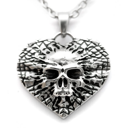 Undying Love Skull Heart Necklace