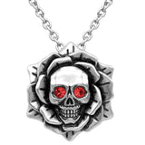 Skull Rose Red Eye Necklace