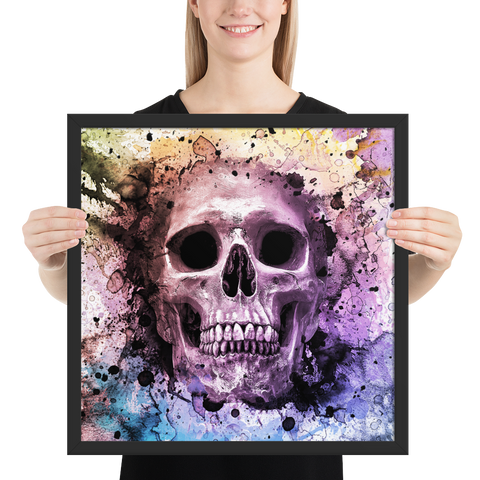 Watercolor Skull Framed Poster